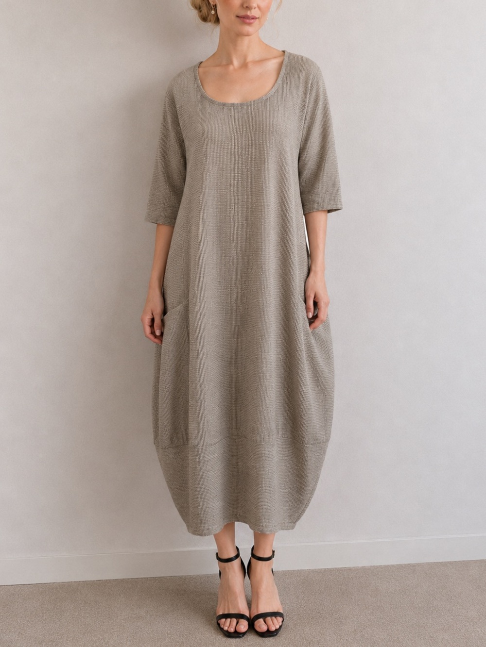 Matti Mamane Lagenlook Seersucker Bubble Dress Pockets Medium